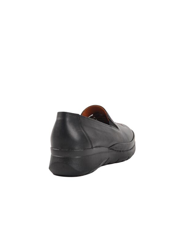 408 Siyah Hakiki Deri Kadın Günlük Ayakkabı - Görsel 5