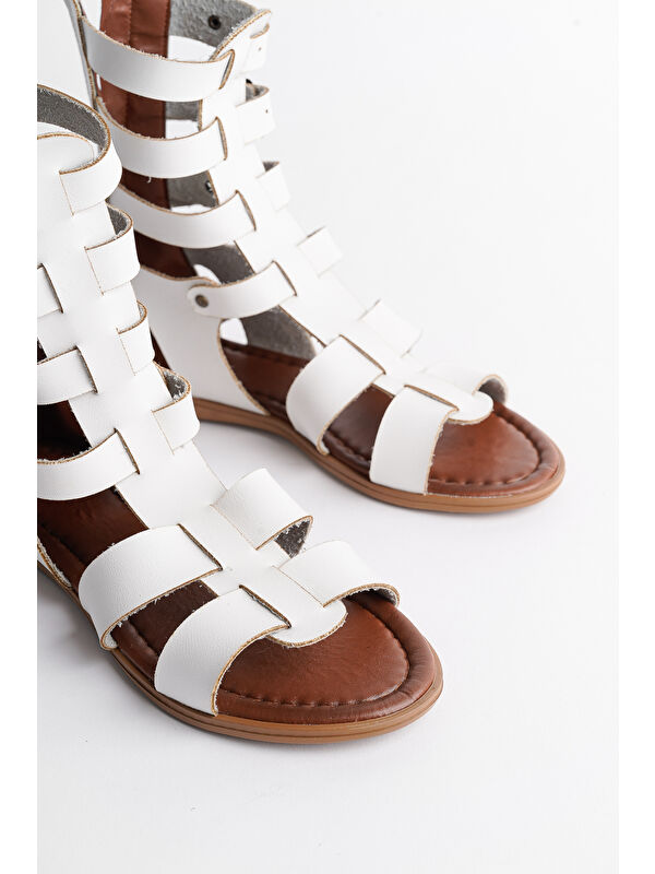 GLADYATÖR Rahat Kalıp Arkadan Fermuarlı Kemer Detaylı Kadın Sandalet - Görsel 7