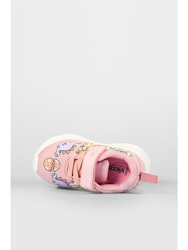 Dino Işıklı Kız Okul Öncesi Pudra Spor Ayakkabı - Görsel 7