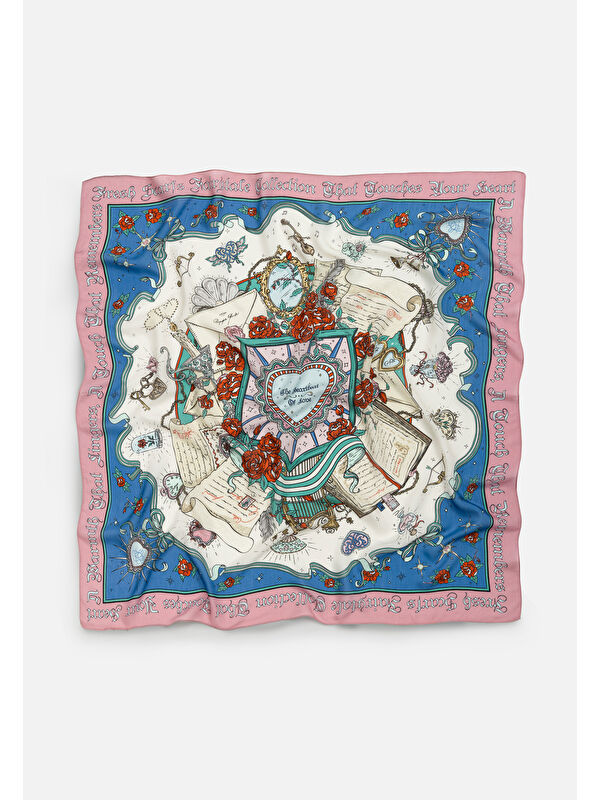 Fresh Scarfs Dreamy Pınk Beauty And The Beast Desen Floş Viskon Eşarp