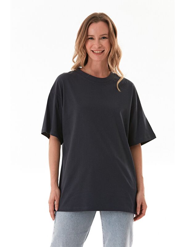 Fullamoda Basic Oversize Bisiklet Yaka Tişört
