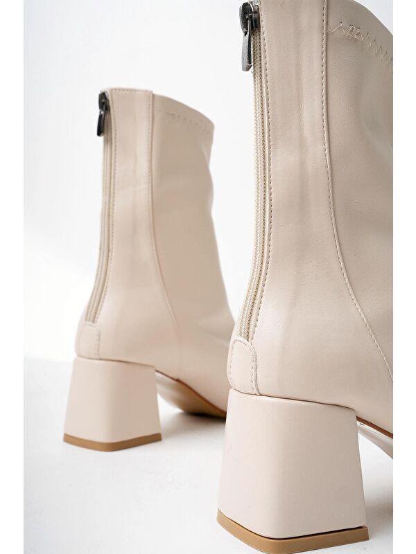 SASHA Küt Burun Arkadan Fermuarlı Kadın Topuklu Bot - Görsel 4