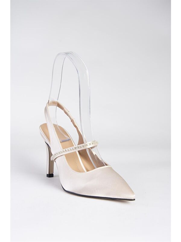 Ten Saten Kumaş Taşlı Topuklu Ayakkabı M404707404 - Görsel 5