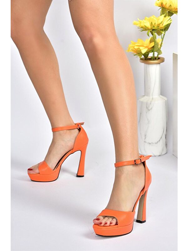 Turuncu Platform Kalın Topuklu Kadın Ayakkabı K404580109 - Görsel 3
