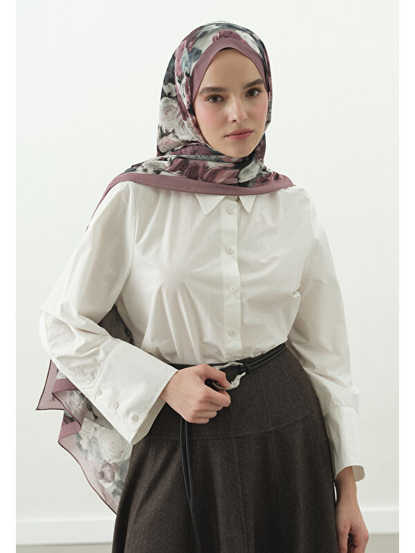 Fresh Scarfs Gül Pembe Rose Breeze Desenli Pamuk Viskon Şal