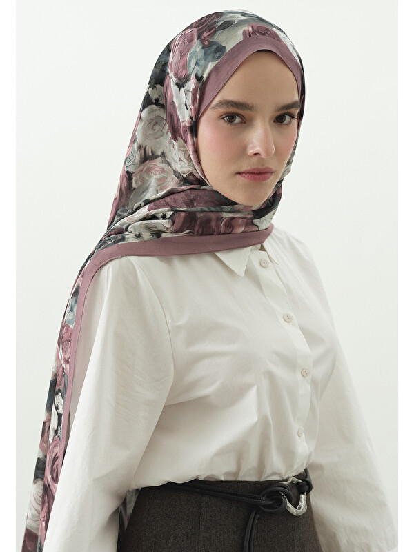 Fresh Scarfs Rose Breeze Desenli Pamuk Viskon Şal Gül Pembe