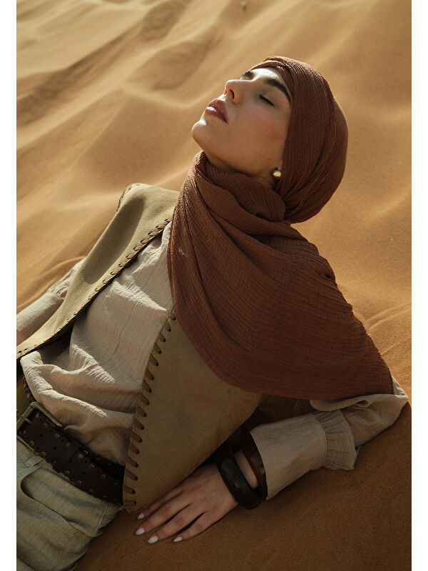 Fresh Scarfs Modal Krinkıl Şal Kakao