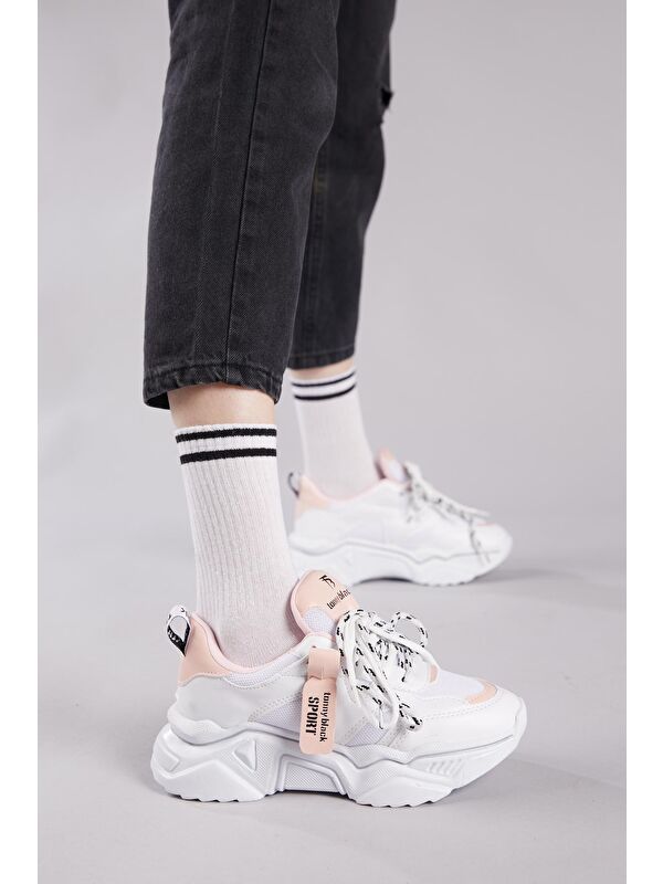 Kadın Beyaz Pembe Spor Ayakkabı Tbkpl - Görsel 3