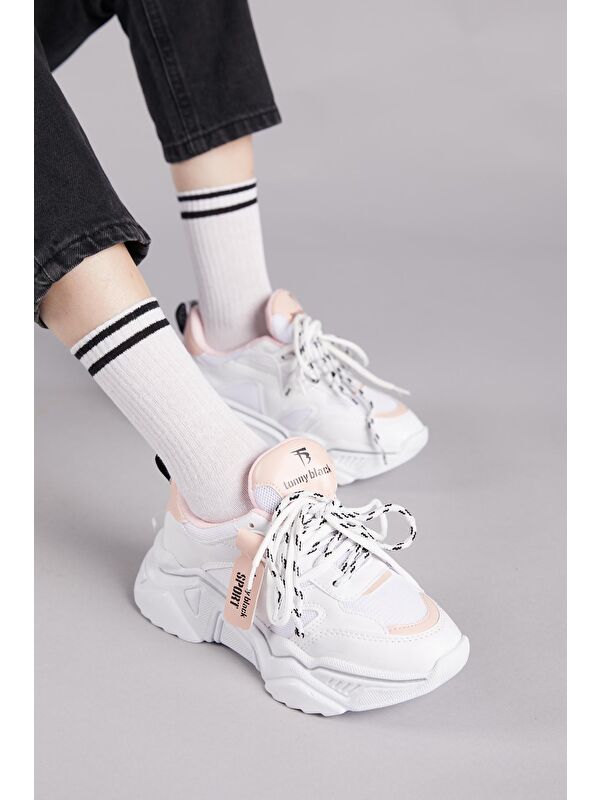 Kadın Beyaz Pembe Spor Ayakkabı Tbkpl - Görsel 4