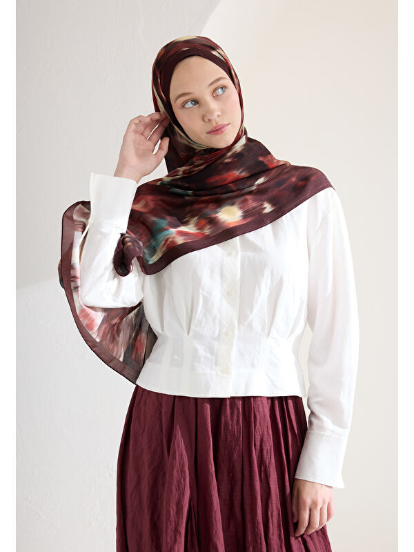 Fresh Scarfs Sweet Peony Floş Viskon Şal Koyu Bordo