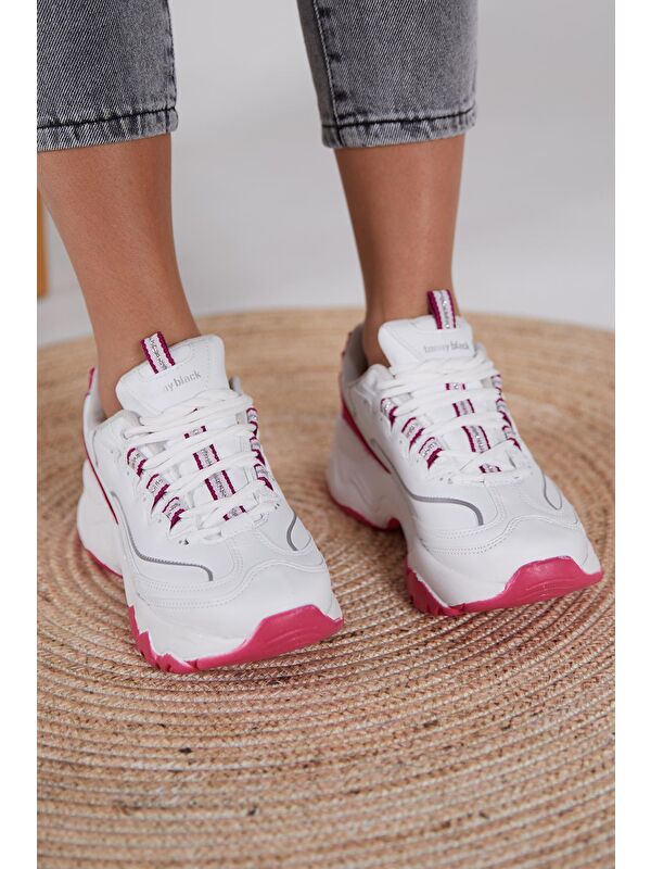 Kadın Beyaz Fuşya Spor Ayakkabı Tb7040 - Görsel 3