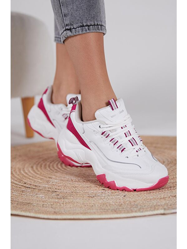 Kadın Beyaz Fuşya Spor Ayakkabı Tb7040 - Görsel 4