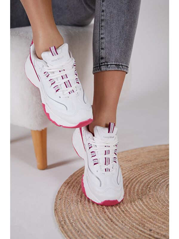 Kadın Beyaz Fuşya Spor Ayakkabı Tb7040 - Görsel 6