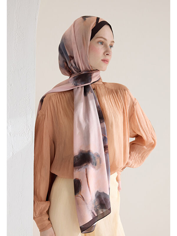 Fresh Scarfs Polly Floş Viskon Şal Kahve