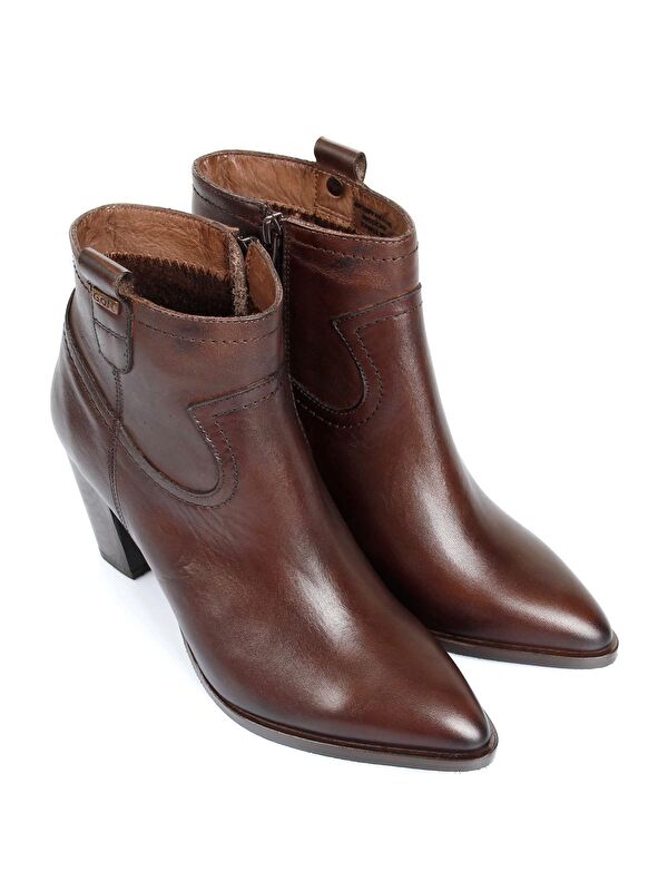 Hakiki Deri Sivri Burun Topuklu Fermuarlı Kadın Günlük Bot 39499 - Görsel 3