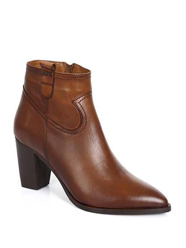 Hakiki Deri Sivri Burun Topuklu Fermuarlı Kadın Günlük Bot 39499 - Görsel 6