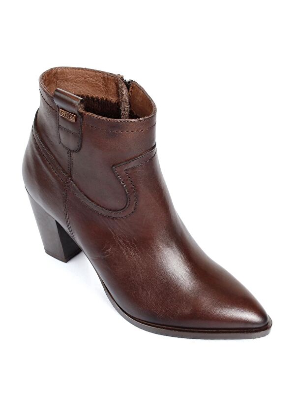 Hakiki Deri Sivri Burun Topuklu Fermuarlı Kadın Günlük Bot 39499 - Görsel 6