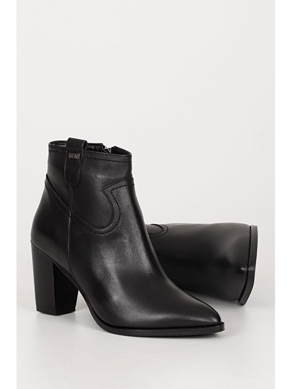Hakiki Deri Sivri Burun Topuklu Fermuarlı Kadın Günlük Bot 39499 - Görsel 3