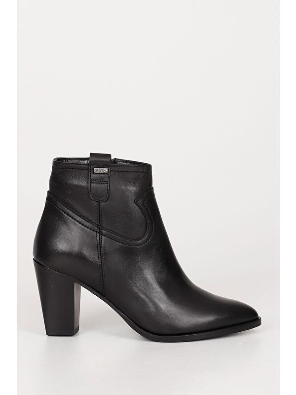 Hakiki Deri Sivri Burun Topuklu Fermuarlı Kadın Günlük Bot 39499 - Görsel 5