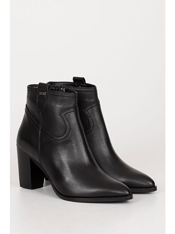 Hakiki Deri Sivri Burun Topuklu Fermuarlı Kadın Günlük Bot 39499 - Görsel 6