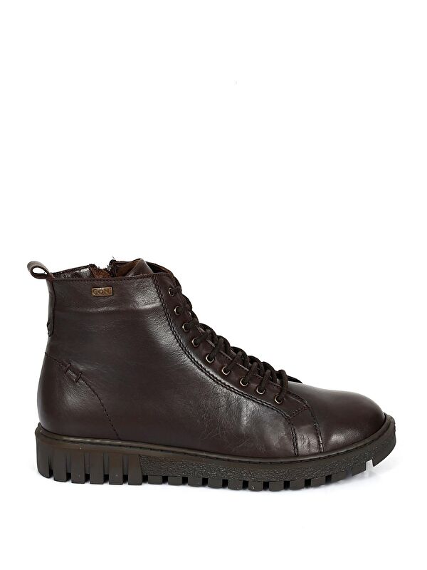 Hakiki Deri Yuvarlak Burun Kauçuk Taban Fermuarlı Bağcıklı Kadın Günlük Bot 10402 - Görsel 5