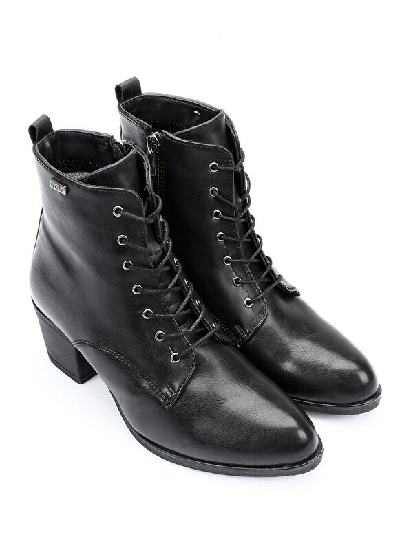 Sivri Burun Kauçuk Taban Topuklu Fermuarlı Bağcıklı Kadın Günlük Bot 20479 - Görsel 3