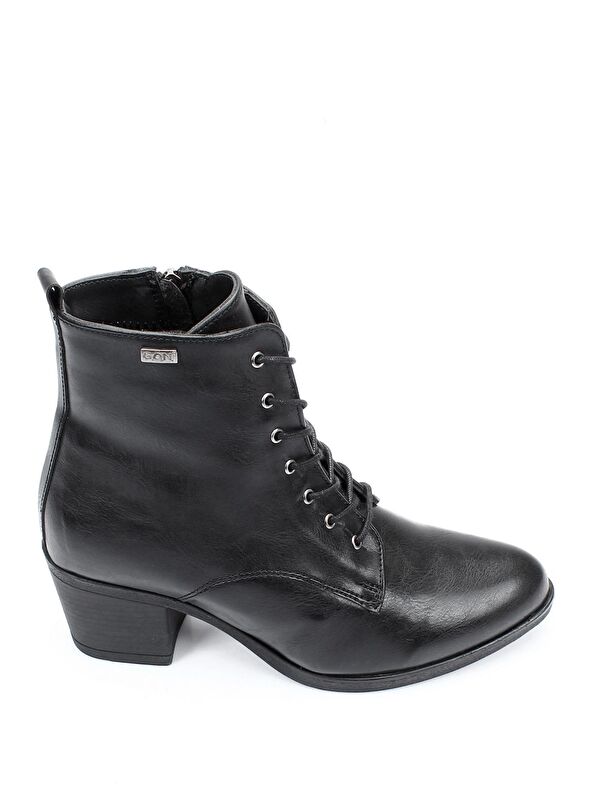 Sivri Burun Kauçuk Taban Topuklu Fermuarlı Bağcıklı Kadın Günlük Bot 20479 - Görsel 5