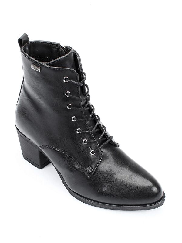 Sivri Burun Kauçuk Taban Topuklu Fermuarlı Bağcıklı Kadın Günlük Bot 20479 - Görsel 6