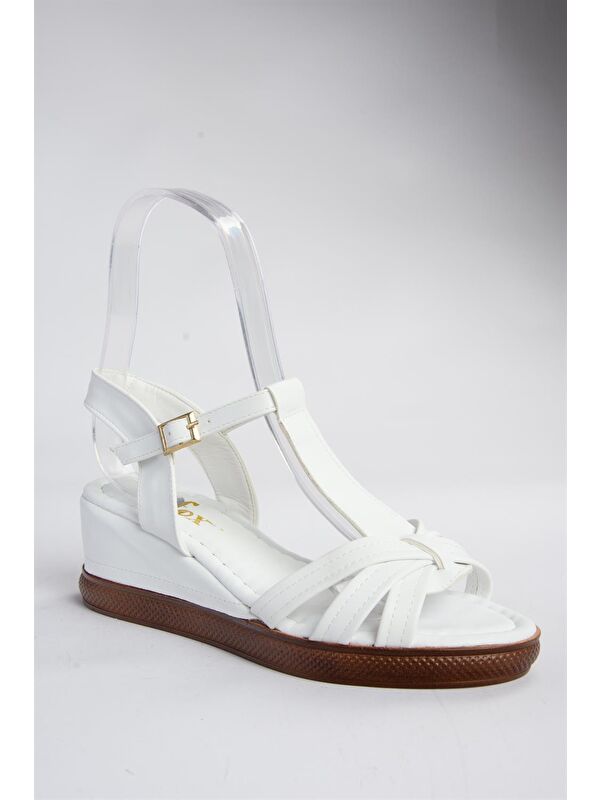 K674305309 Beyaz Dolgu Taban Kadın Ayakkabı - Görsel 4