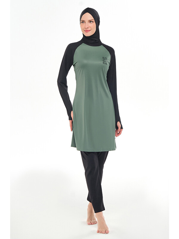 Rozamay Reglan Kol Elastanlı Tam Kapalı Tesettür Mayo 3131 Çam Yeşili