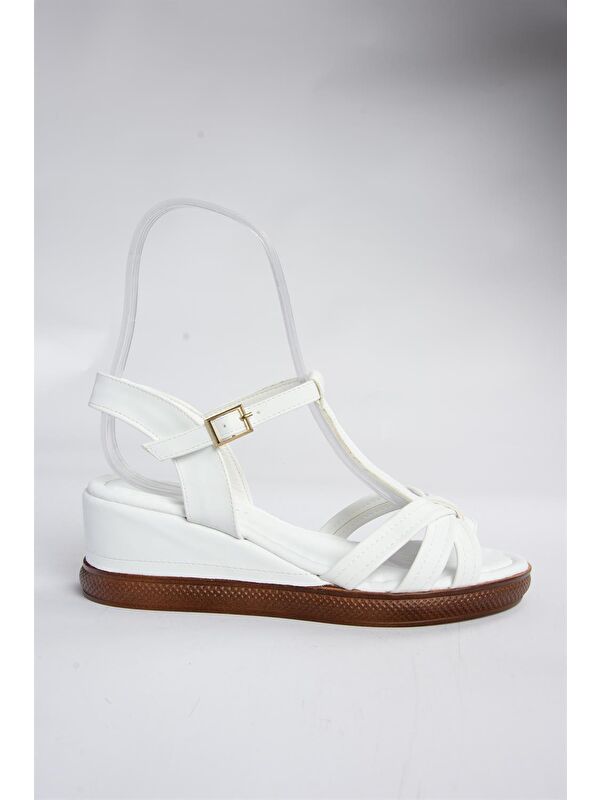 K674305309 Beyaz Dolgu Taban Kadın Ayakkabı - Görsel 5