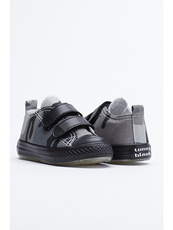 Çocuk Unisex Siyah Yeşil Spor Ayakkabı Işıklı Cırtlı Tb997 - Görsel 4