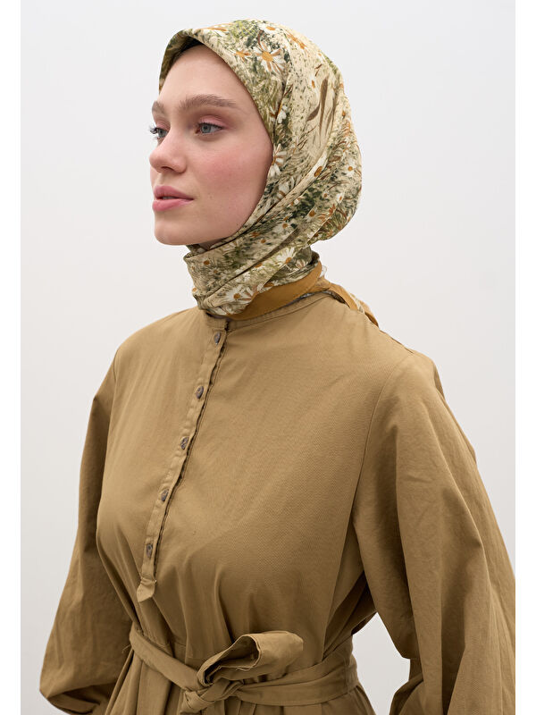 Fresh Scarfs Tıny Daısy Desen Pamuklu Viskon Eşarp Toprak