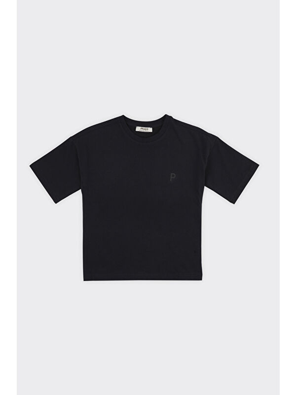 Panço Unisex Çocuk Kısa Kollu Siyah Tişört