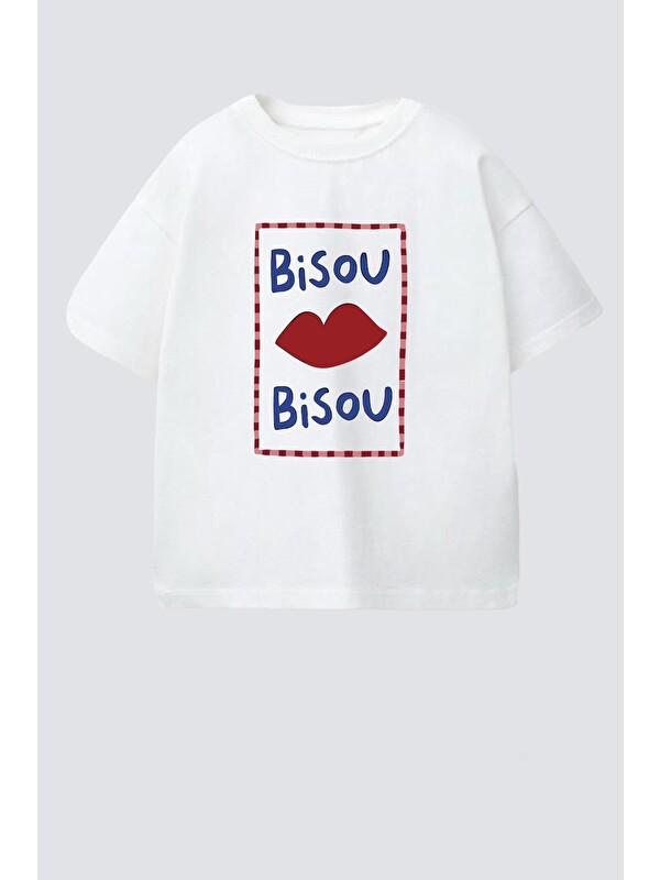 Monila Kız Çocuk Baskılı Bisiklet Yaka Tshirt