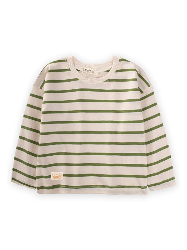 CİGİT Kız Çocuk Çizgili Sweatshirt