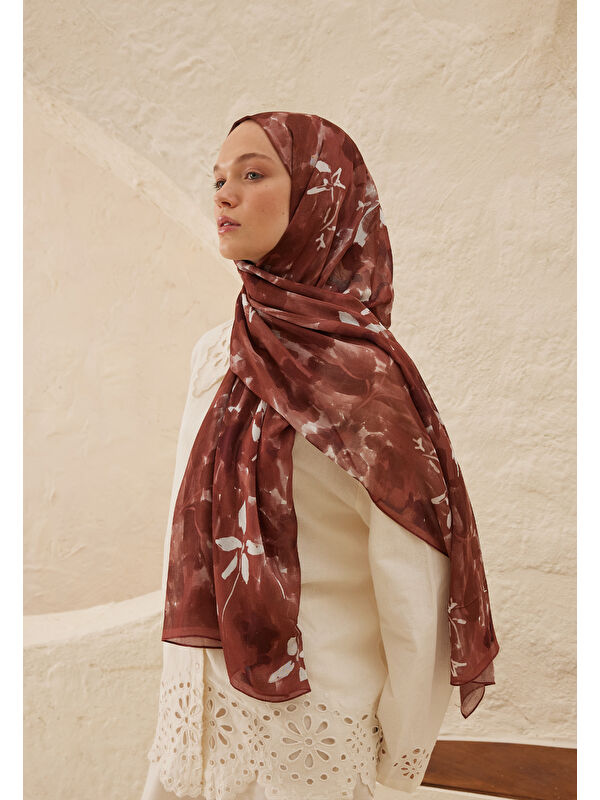 Fresh Scarfs Lizzy Desen Rami Şal Ağaç Kabuğu