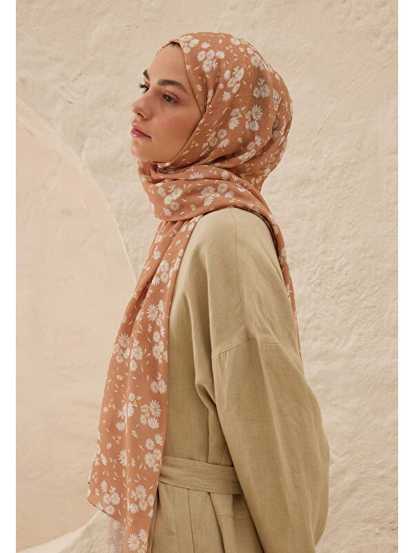 Fresh Scarfs Papatya Desen Rami Şal Şeftalı