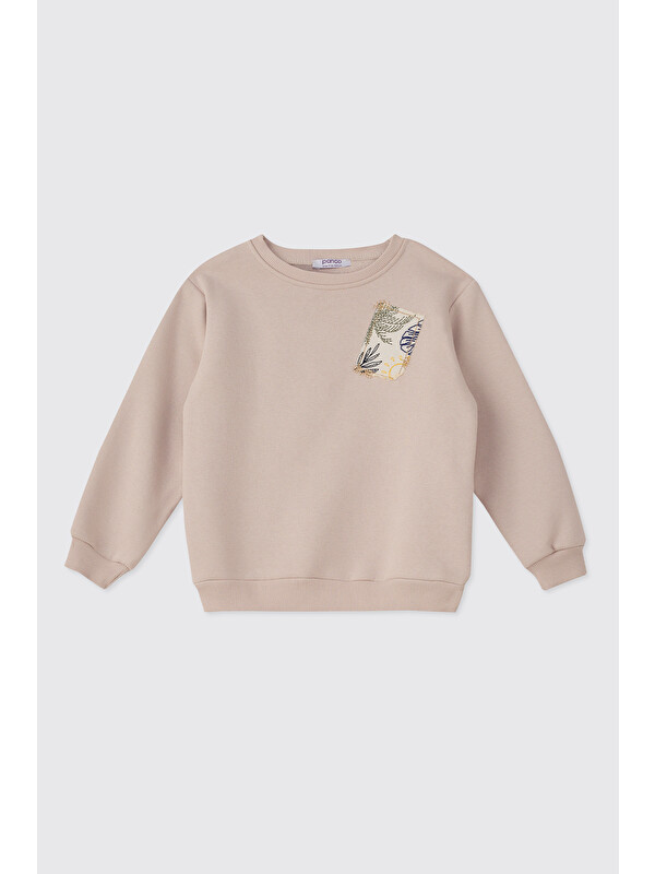 Panço Kız Çocuk Taş Sweatshirt
