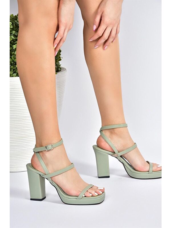M2824627 Yeşil Kadın Topuklu Ayakkabı - Görsel 3