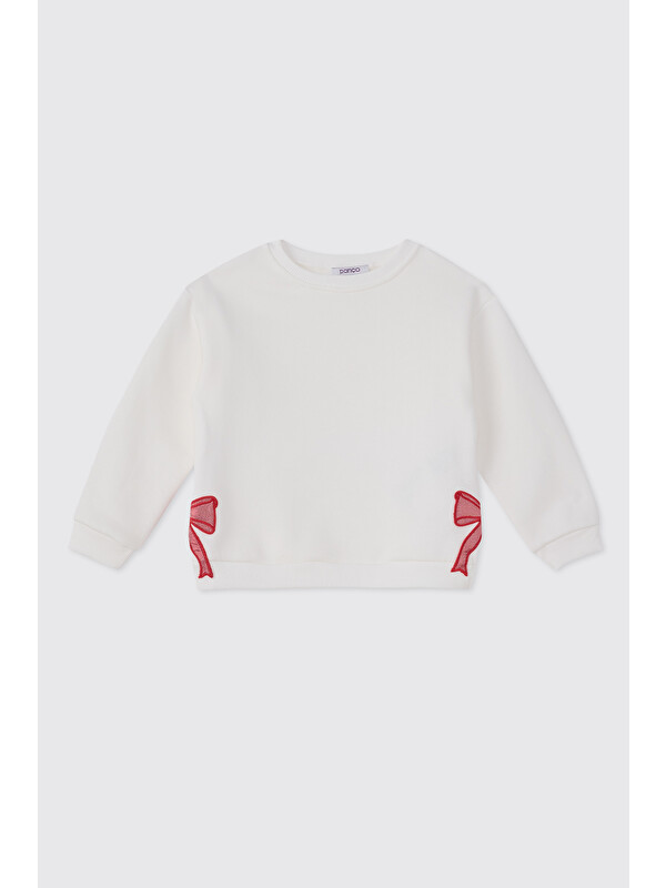 Panço Kız Bebek Beyaz Sweatshirt