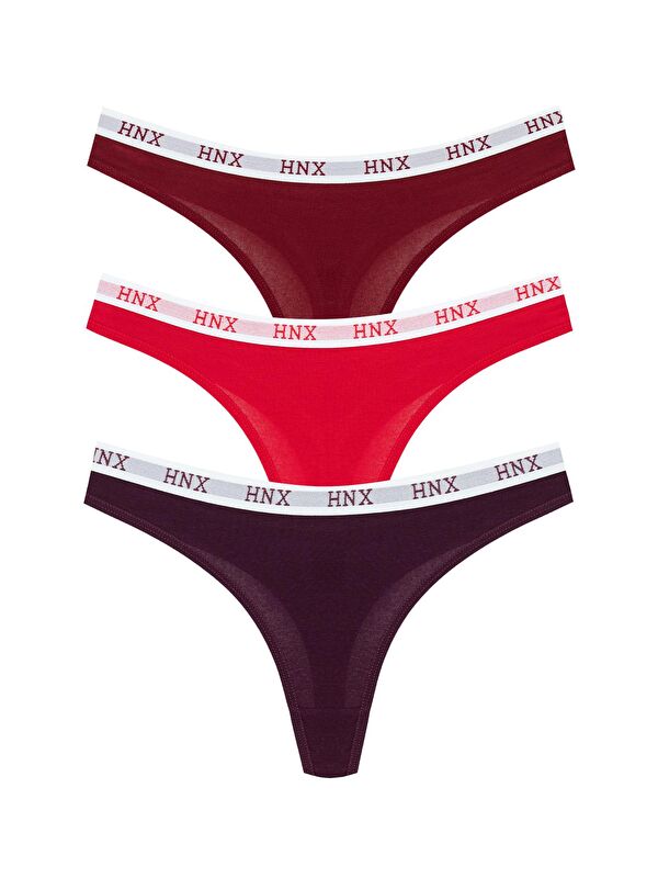 Hnx Pamuklu Beli Lastikli Basic Kadın Tanga Külot 3'lü