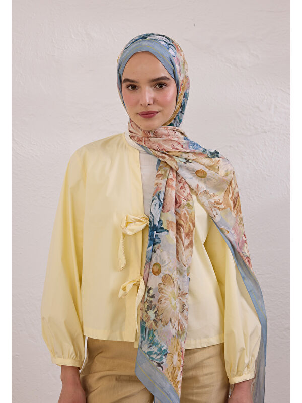 Fresh Scarfs Jasmıne Joy Desen Rami Şal Mavi