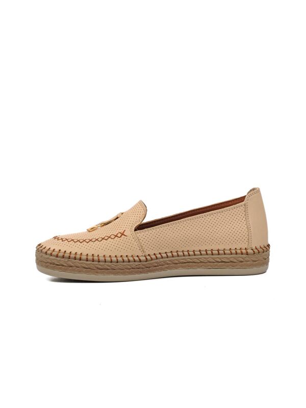 Geniş Kalıp Bej Hakiki Deri Kadın Anatomik Ayakkabı 394162 - Görsel 3
