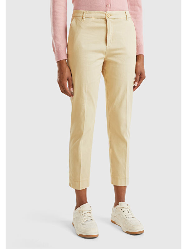 United Colors Of Benetton Kadın Bej Mevsimlik Chino Pantolon