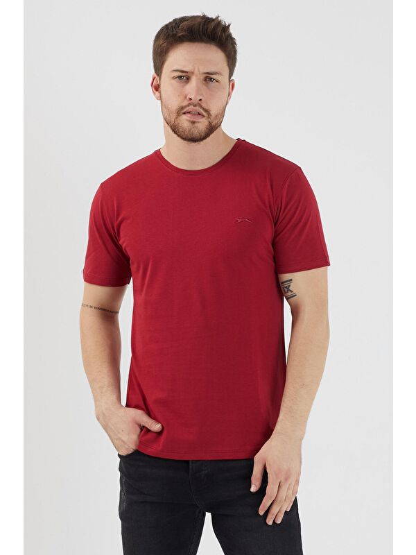 SLAZENGER SANDER KTN Erkek %100 Pamuk Tişört Bordo