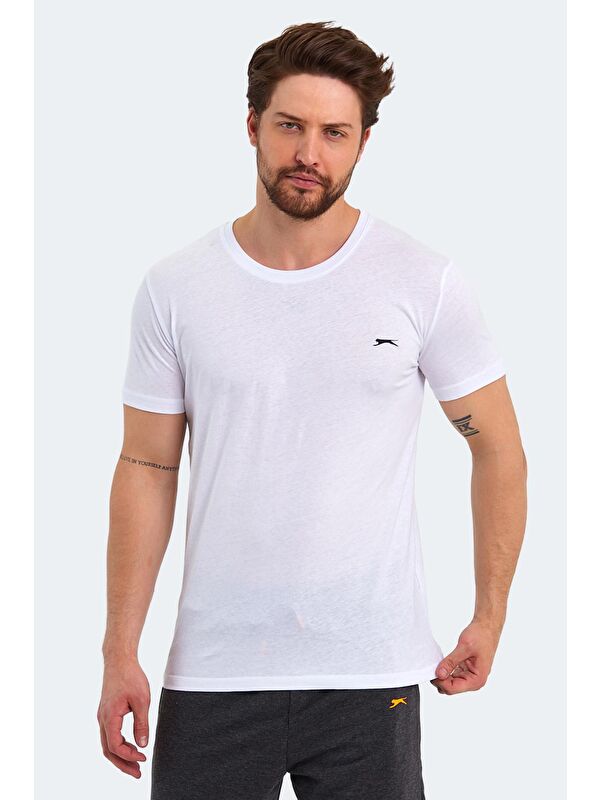 SLAZENGER SANDER KTN Erkek %100 Pamuk Tişört Beyaz