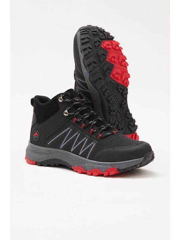 Unisex Siyah Kırmızı Rahat Kalıp Bağcıklı Bot - Görsel 3