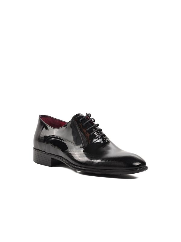 Siyah Rugan Hakiki Deri Erkek Klasik Ayakkabı 9705 - Görsel 4