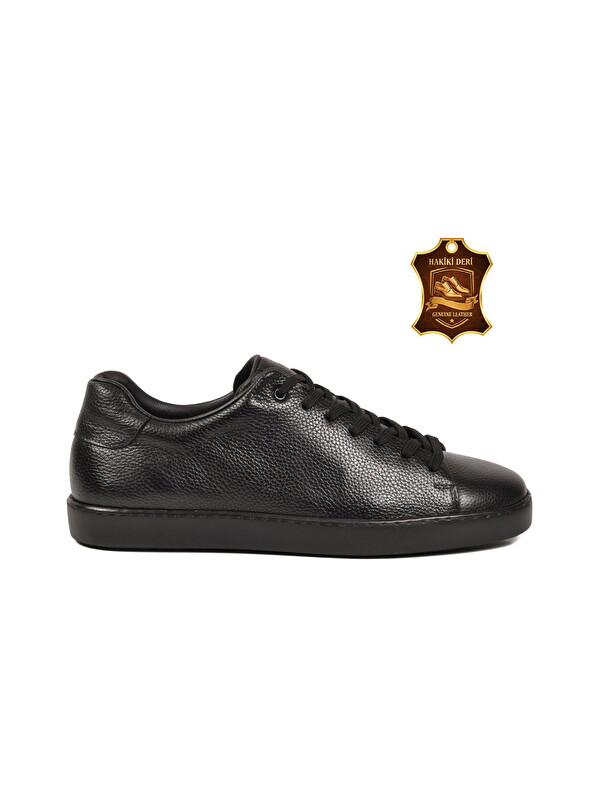 Ayakmod Siyah Floter Büyük Numara Hakiki Deri Erkek Casual Ayakkabı Sneaker 751M21 M